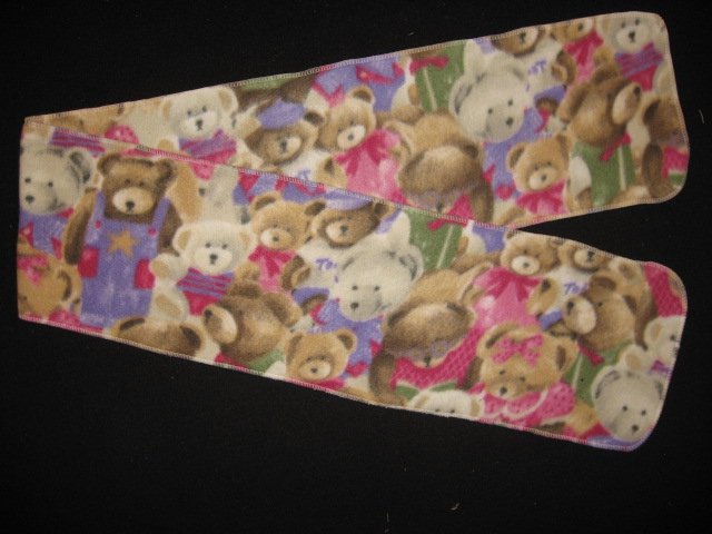 Image 0 of Packed dressed teddy bears child fleece scarf