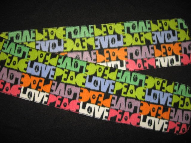 Image 0 of Love and Peace signs colorful fleece scarf