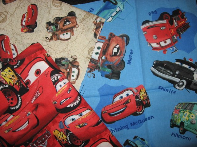 Disney Pixar Cars set of 3 fat quarters quilting  sewing cotton 18 X 22 each