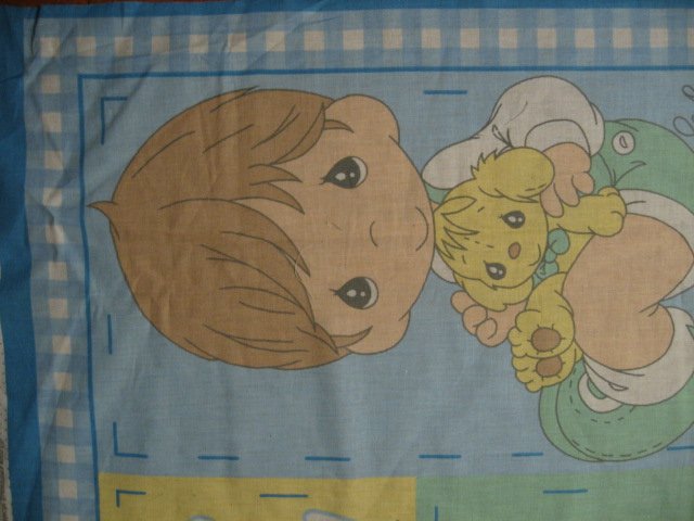 Image 2 of Buddy Boy and girl Precious Moments Vintage Fabric Panel to sew