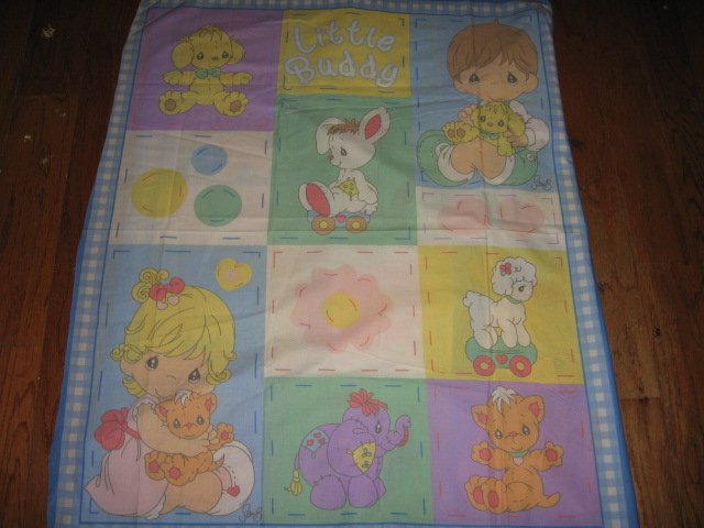 Image 0 of Buddy Boy and girl Precious Moments Vintage Fabric Panel to sew