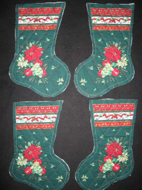 Image 0 of Chrysanthemum apple stockings  Prequilted fabric Christmas to sew