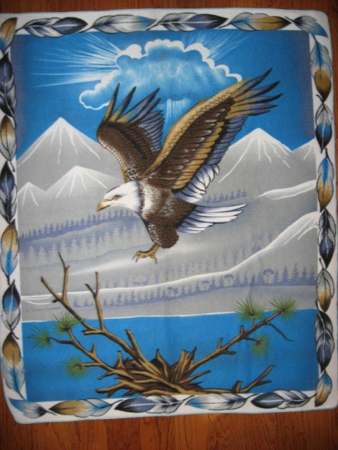 Image 0 of Eagle trees Mountains fleece blanket