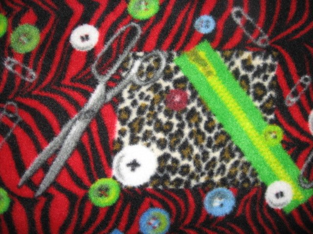 Image 1 of Buttons Zippers Scissors and safety pins Sewing gift Fleece bed Blanket 59