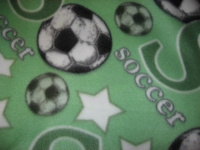 Image 1 of Soccer Balls and words Overall Print green Fleece Blanket