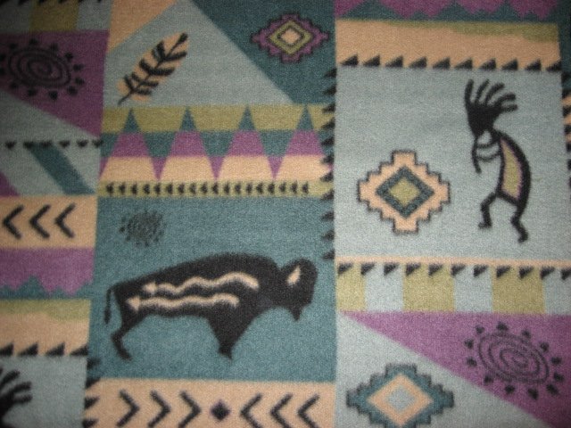 Kokopelli Flute Buffalo Fleece Fabric Blanket