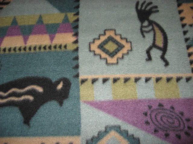 Image 1 of Kokopelli Flute Buffalo Fleece Fabric Blanket