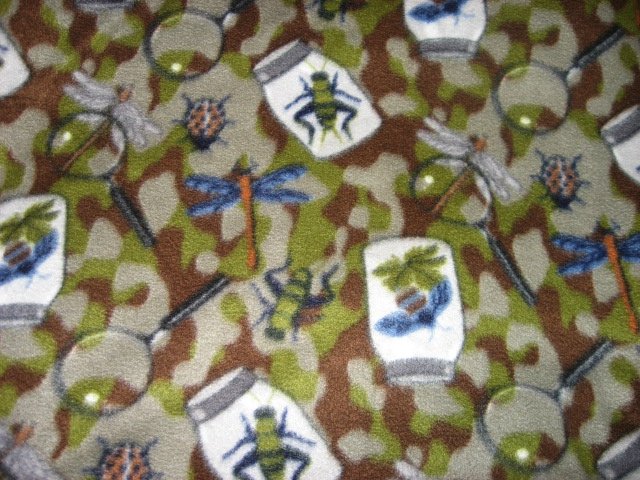 Cricket Bee LadyBug Magnify camouflage fleece blanket 45 X 59