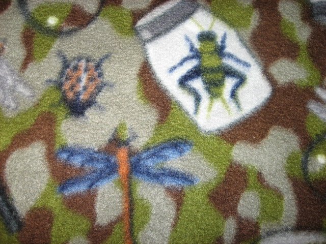 Image 1 of Cricket Bee LadyBug Magnify camouflage fleece blanket 45