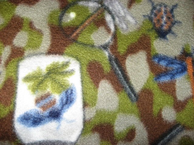 Image 2 of Cricket Bee LadyBug Magnify camouflage fleece blanket 45