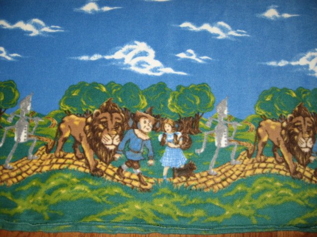Image 1 of Wizard of Oz brick road Toto dog handmade blanket with licensed fleece 44