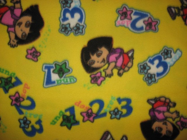 Image 0 of Dora and numbers with Spanish words yellow Child Bed size Fleece Blanket Throw