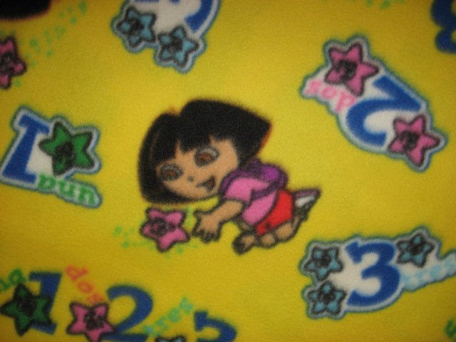Image 1 of Dora and numbers with Spanish words yellow Child Bed size Fleece Blanket Throw