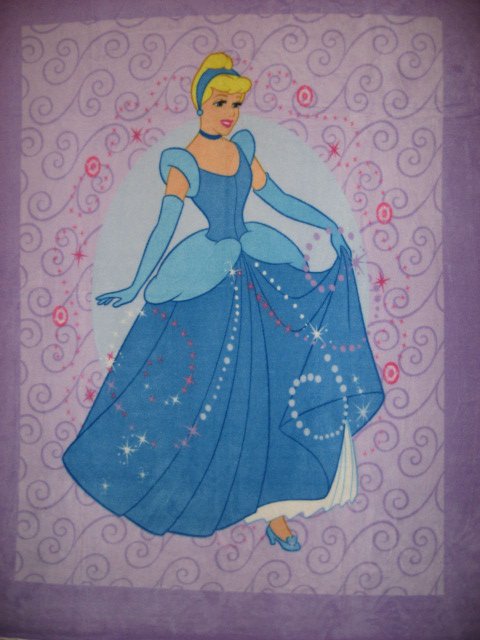 Lilac Disney Cinderella Princess child bed size fleece blanket Panel Throw