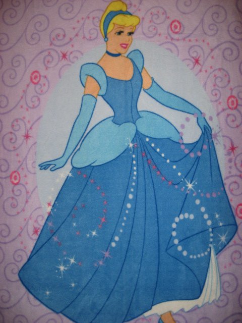 Image 1 of Lilac Disney Cinderella Princess child bed size fleece blanket Panel Throw
