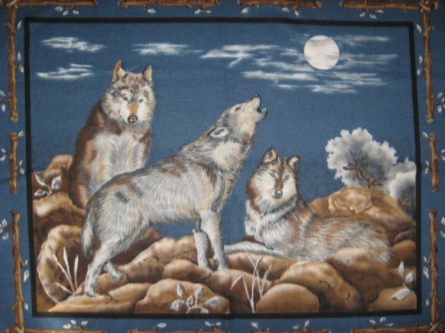 Moon Wolf  Southwest Fleece blanket