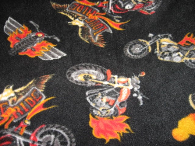 Motorcycle and flames Love to ride Fleece Blanket 