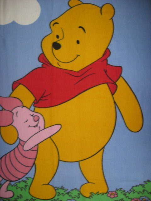 Image 1 of Winnie the Pooh and Piglet Child bed or crib Fleece Blanket /