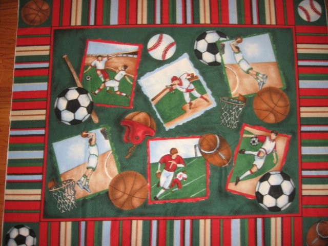 Image 0 of Baseball Soccer Football Basketball Sports Panel Fleece Bed Blanket 60