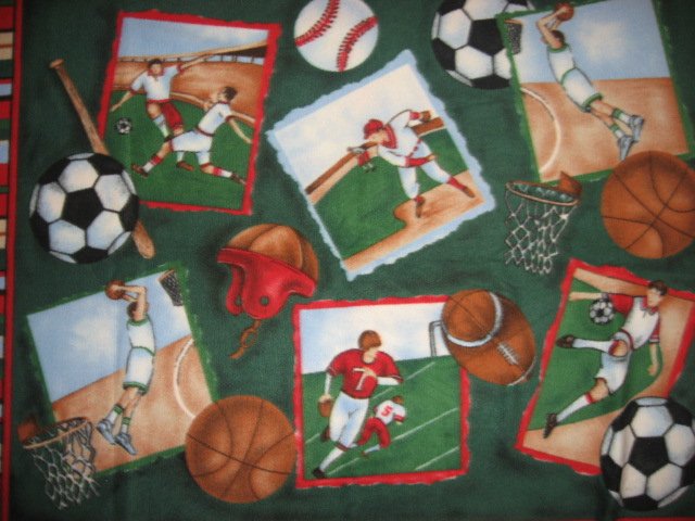 Image 1 of Baseball Soccer Football Basketball Sports Panel Fleece Bed Blanket 60