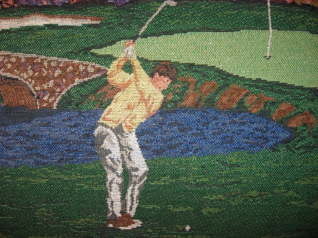 Golf Golfer Golfing Club Tapestry Fabric Cushion or Pillow Panel