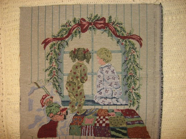 Children Waiting For Christmas Tapestry chair Cushion or Pillow Panel
