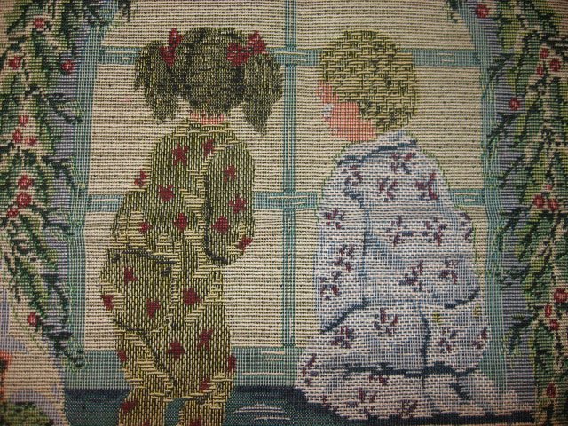 Image 1 of Children Waiting For Christmas Tapestry chair Cushion or Pillow Panel