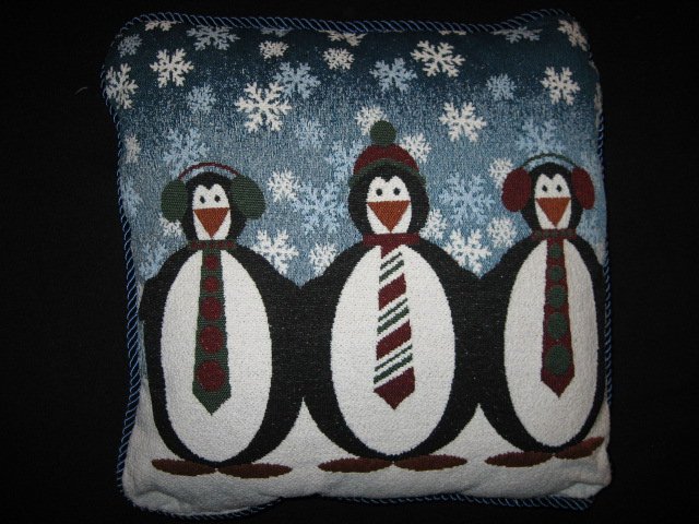 Image 0 of Penguins Snowflake ear muffs Cotton Poly Acrylic Pillow