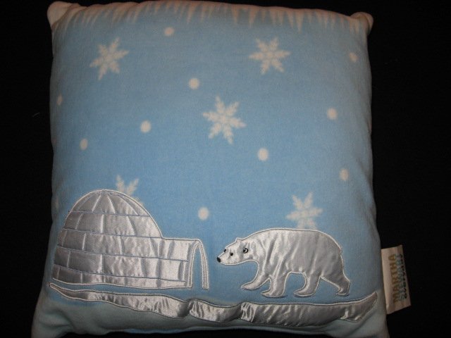 Image 0 of Martha Stewart Bear ice Igloo Embroidered Fleece Pillow