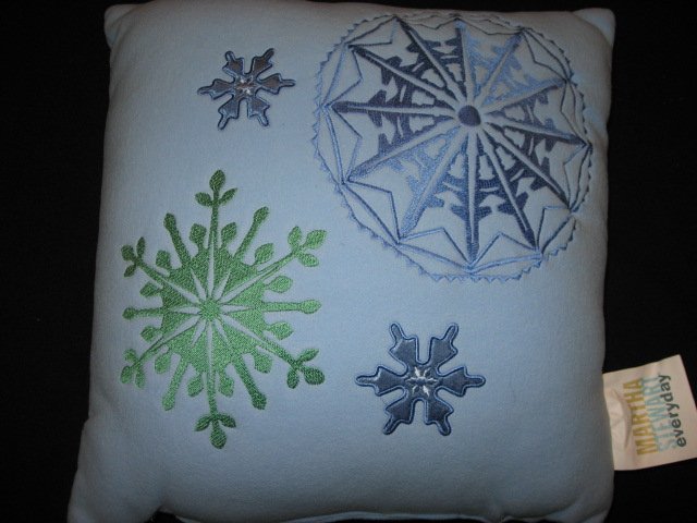 Martha Stewart Snowflakes Embroidered Fleece Pillow