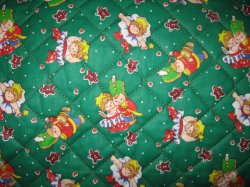 Thumbnail of Ballerina Soldier and Gingerbread double sided green quilted Christmas Fabric