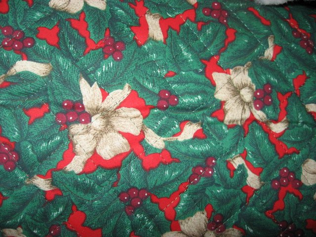 Image 1 of Paper twist Flowers and Berries on double sided Quilted Christmas Fabric to Sew