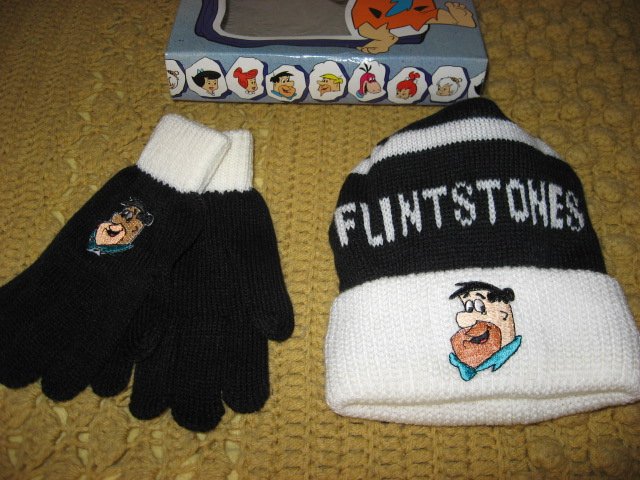 Image 1 of Flinstones Fred Hat and Gloves set 1994 NIB collectible Child Size 7-14