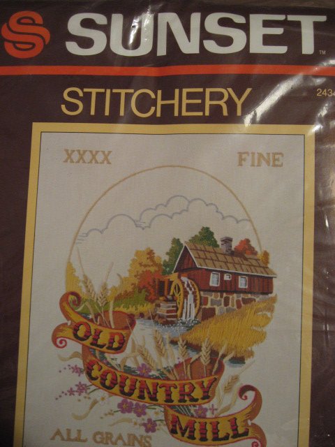 Image 0 of Sunset Old Country Mill Picture Embroidery Kit to Make 