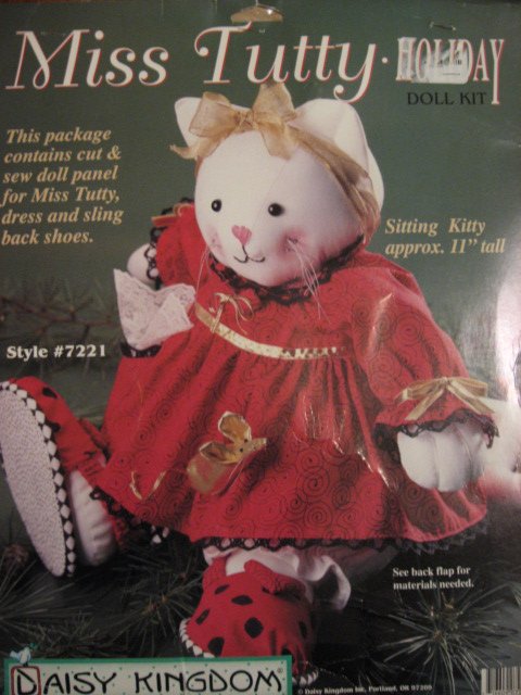 Daisy Kingdom Christmas Miss Tutty Kitty doll dress shoes Kit to sew