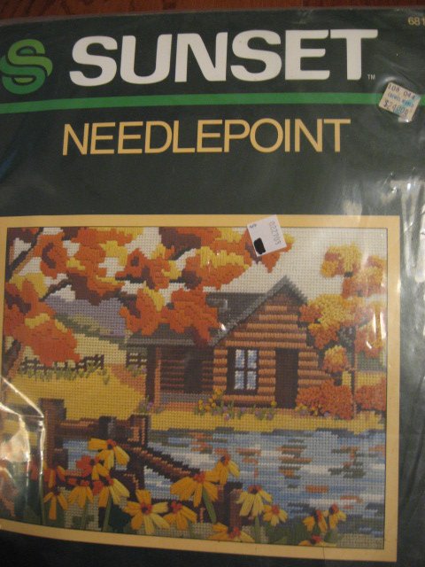 Sunset Needlepoint Kit 11X14 Cabin in the Meadow 
