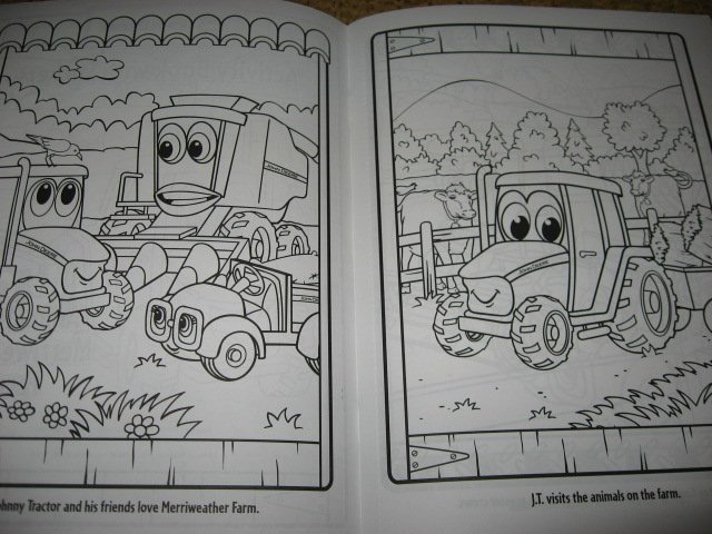 Image 1 of John Deere Coloring activity Book Stickers Poster Chart with Crayons /