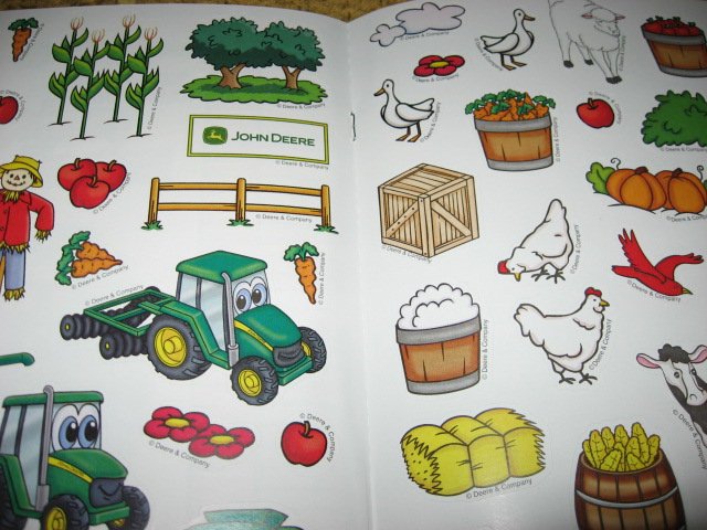 Image 4 of John Deere Coloring activity Book Stickers Poster Chart with Crayons /