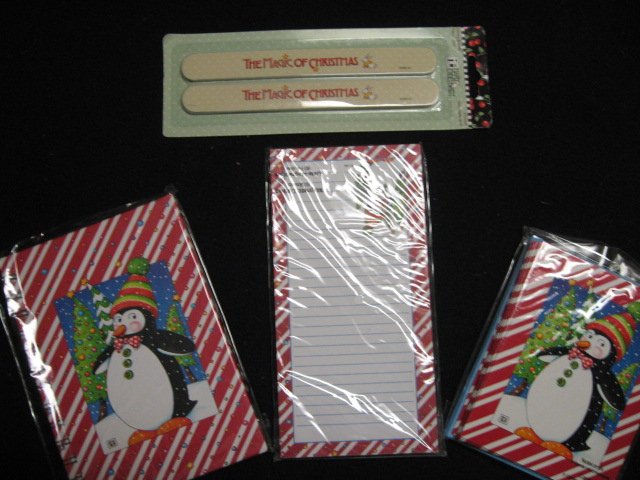 Penguin magnetic List pad Note cards and notebook Mary Engelbreit Christmas