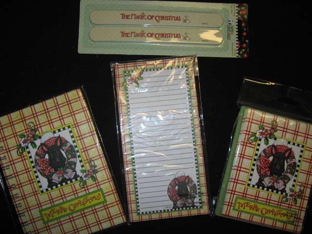 Mary Engelbreit Christmas Scottie dog magnetic List pad Note Cards and Book 