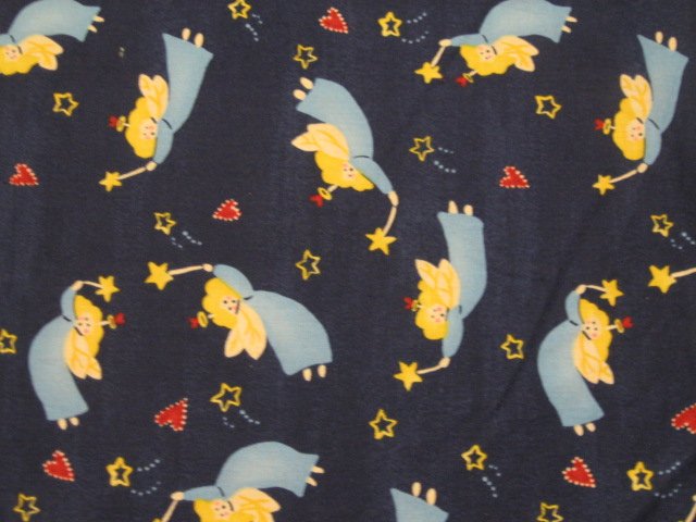 Angels Joy Star Heart Blue Christmas Sewing cotton fabric by the yard