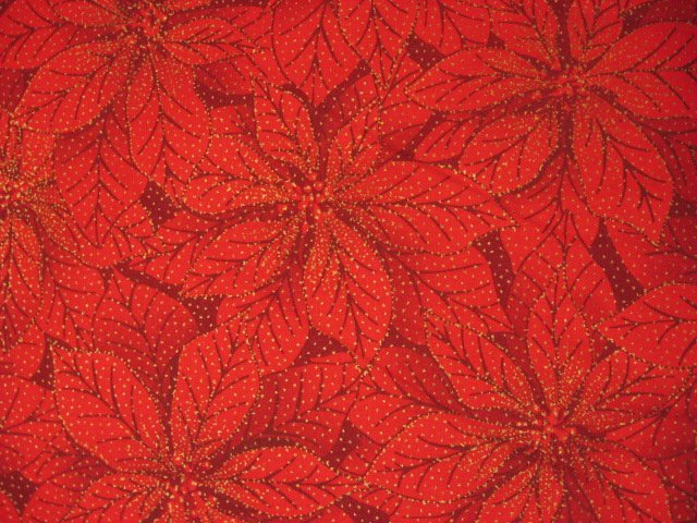 Image 0 of Pointsettia Flower Gilded Christmas Sewing Quilt Fabric by the yard