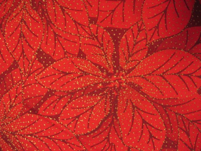 Image 1 of Pointsettia Flower Gilded Christmas Sewing Quilt Fabric by the yard