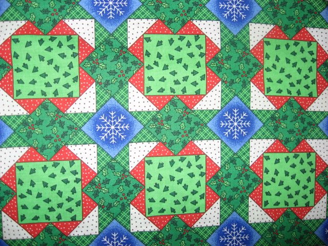 Snowflakes and tiny Christmas Trees for Cheater Quilt you Sew Fabric by the yard