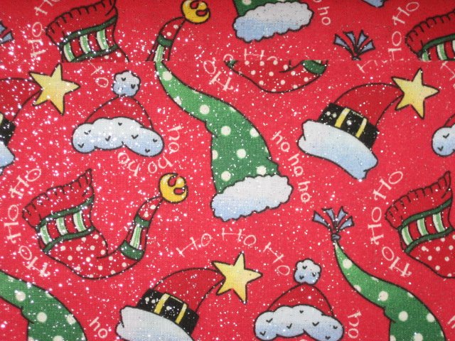 Hats Sparkling Red Christmas Patty Reed fabric by the yard 