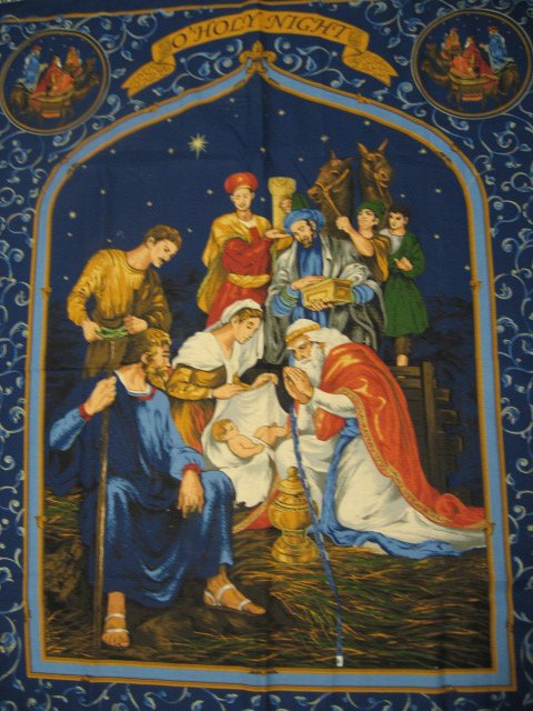 Image 0 of Jesus Nativity Wall Throw Fabric Christmas  Panel to sew 