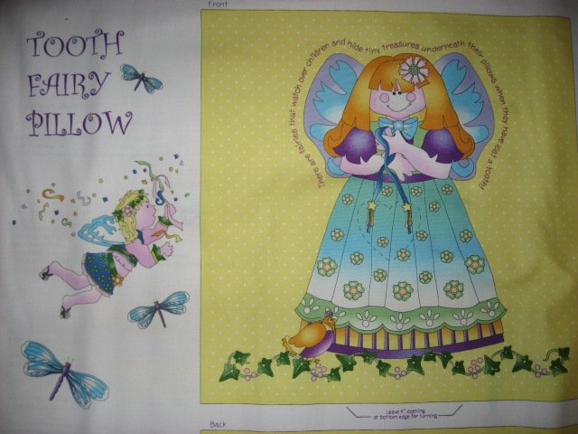 Image 0 of Tooth Fairy Angel Pillow Pouch Heart Avlyn cotton Fabric Panel to sew
