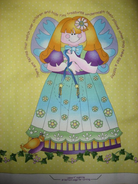 Image 1 of Tooth Fairy Angel Pillow Pouch Heart Avlyn cotton Fabric Panel to sew