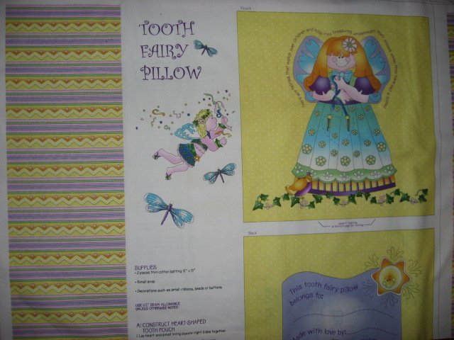 Image 2 of Tooth Fairy Angel Pillow Pouch Heart Avlyn cotton Fabric Panel to sew