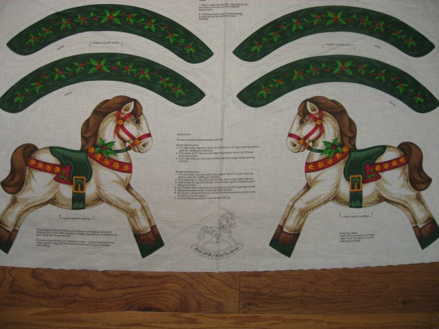 Christmas Rocking Horse Fabric Panel with a Vintage Look to sew//